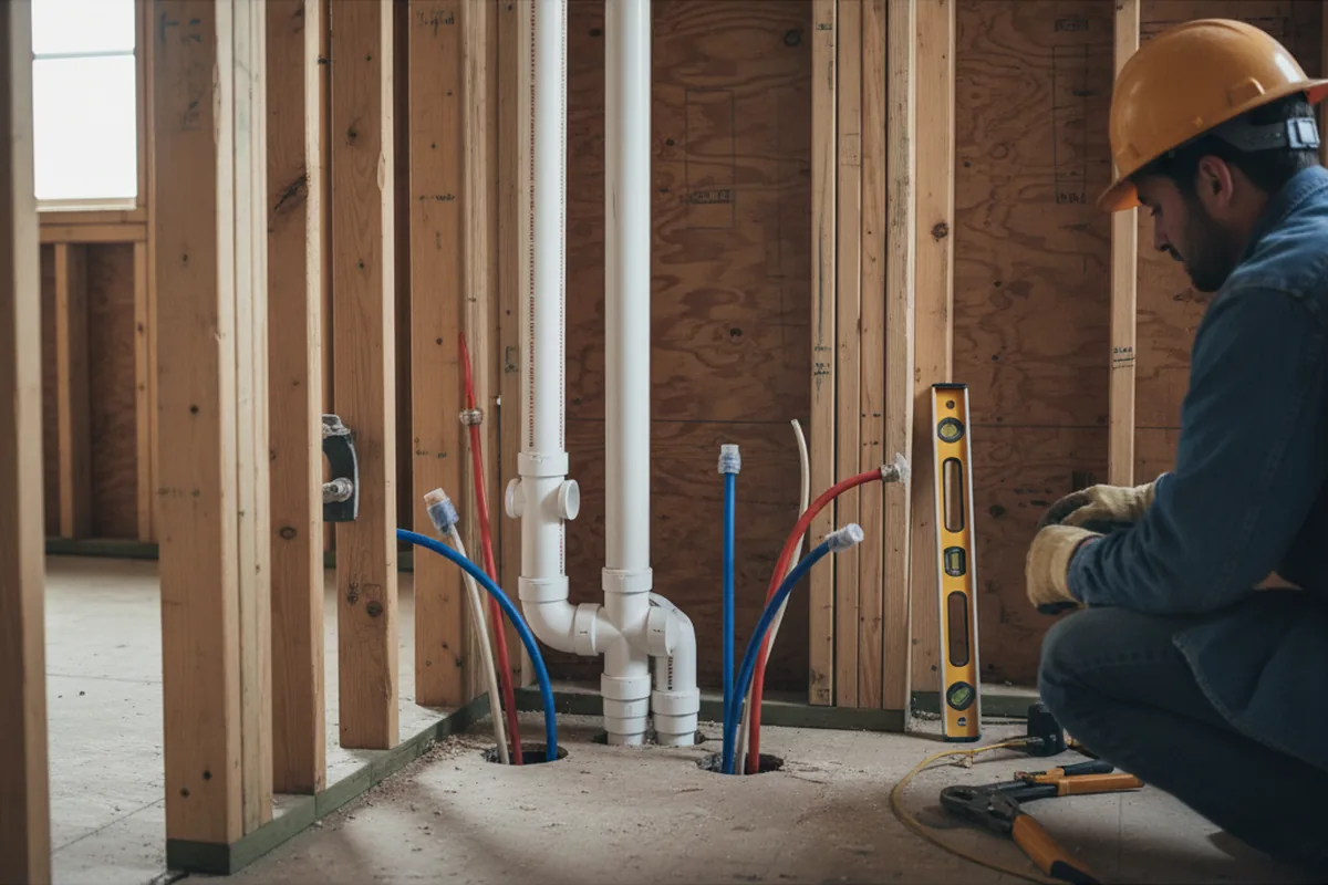 Drain and supply rough-in during Sump Pump Repair in Mendota